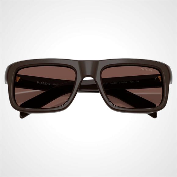 New PRADA Sunglasses Brown Rectangle Black Chocolate Lens Men 54mm - Picture 5 of 6